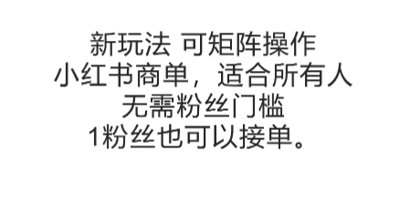 可矩阵操作，小红书商单新玩法，适合所有人，无需粉丝门槛，1粉丝也可以接单-彼飞网创