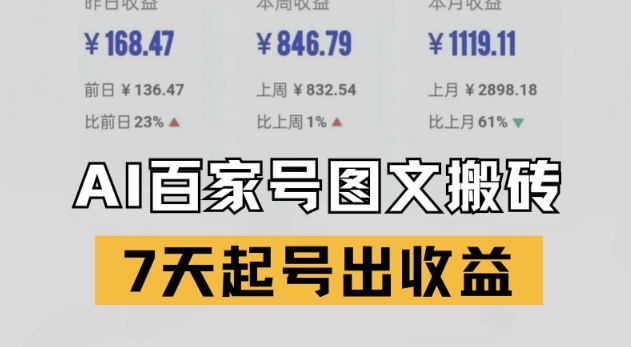 百家号搬砖新玩法，AI一键仿写爆文，7天起号出收益-彼飞网创