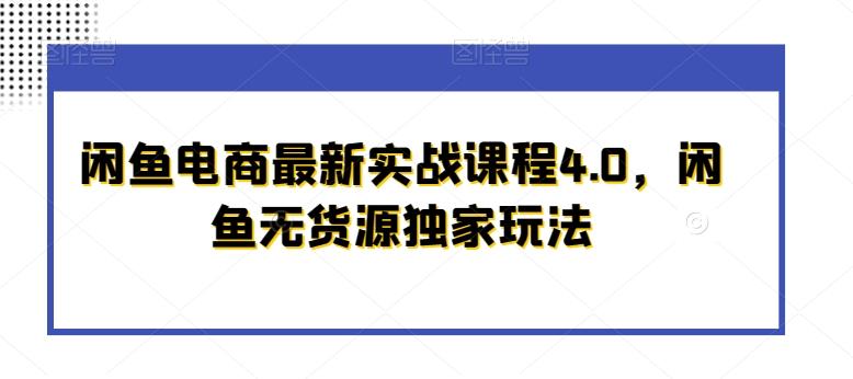 闲鱼电商最新实战课程4.0，闲鱼无货源独家玩法-彼飞网创