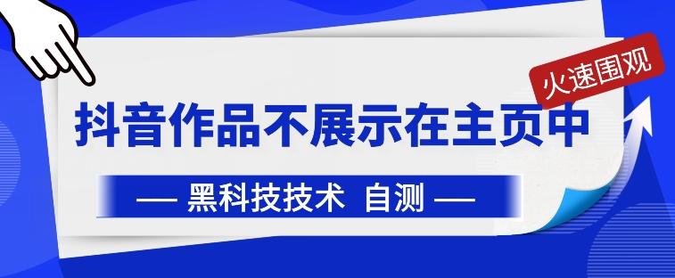 抖音黑科技：抖音作品不展示在主页中【揭秘】-彼飞网创