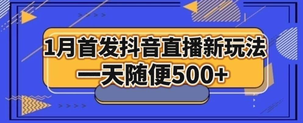 1月手法，抖音直播最新玩法，一天随便500+-彼飞网创