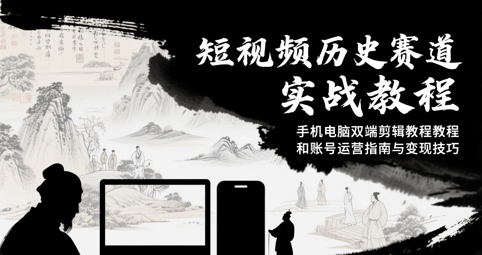 短视频历史赛道实战教程，手机电脑双端剪辑教程和账号运营指南与变现技巧-彼飞网创