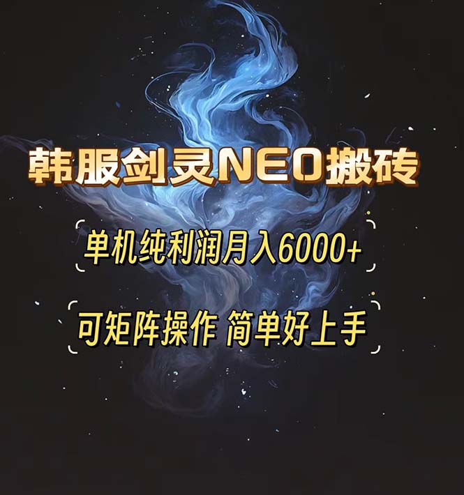 韩服剑灵NEO搬砖攻略，单机纯利润月入6000+ 可矩阵操作，简单好上手。-彼飞网创