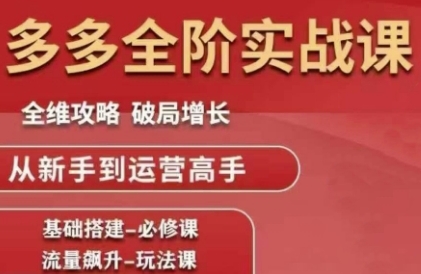 拼多多全阶实战课程，全维攻略，破局增长，从新手到运营高手-彼飞网创