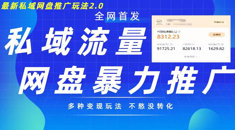 最新暴力私域网盘拉新玩法2.0，多种变现模式，并打造私域回流，轻松日入500+【揭秘】-彼飞网创