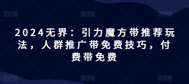 2024无界：引力魔方带推荐玩法，人群推广带免费技巧，付费带免费-彼飞网创