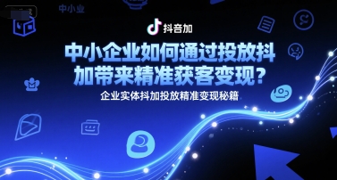 中小企业如何通过投放抖加带来精准获客变现？企业实体抖加投放精准变现秘籍-彼飞网创