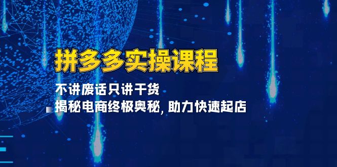 拼多多实操课程：不讲废话只讲干货, 揭秘电商终极奥秘,助力快速起店-彼飞网创