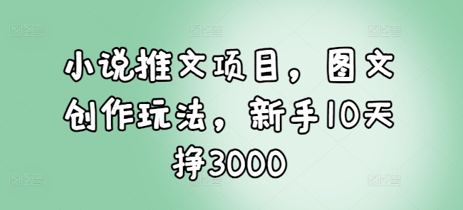 小说推文项目，图文创作玩法，新手10天挣3000-彼飞网创