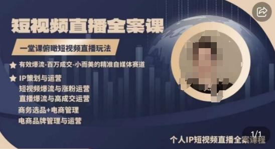 高品质IP短视频直播全案课程，一堂课俯瞰短视频直播玩法-彼飞网创