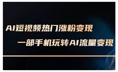 AI短视频热门涨粉变现课，AI数字人制作短视频超级变现实操课，一部手机玩转短视频变现-彼飞网创