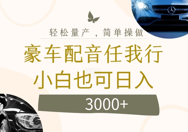 不为人知的暴力小项目，豪车配音，日入几张【揭秘】-彼飞网创