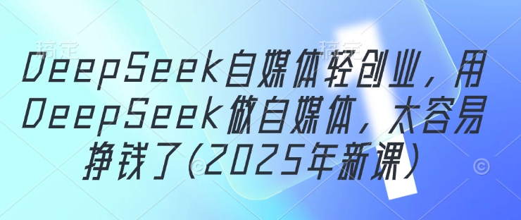 DeepSeek自媒体轻创业，用DeepSeek做自媒体，太容易挣钱了(2025年新课)-彼飞网创