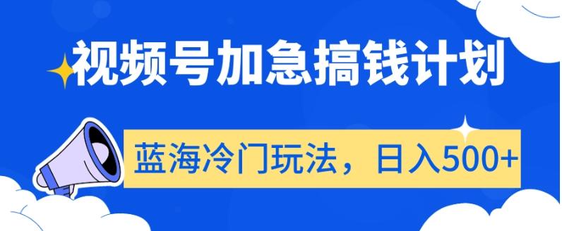 视频号加急搞钱计划，蓝海冷门玩法，日入500+【揭秘】-彼飞网创