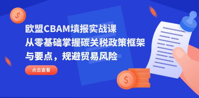 欧盟CBAM填报实战课，从零基础掌握碳关税政策框架与要点，规避贸易风险-彼飞网创