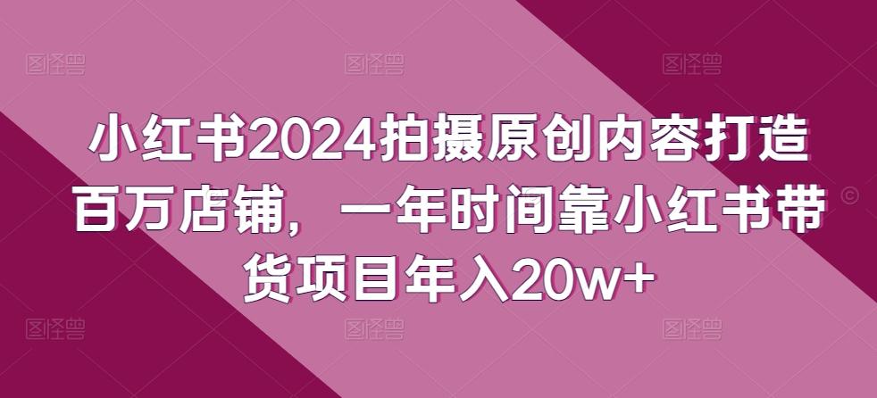 小红书2024拍摄原创内容打造百万店铺，一年时间靠小红书带货项目年入20w+-彼飞网创