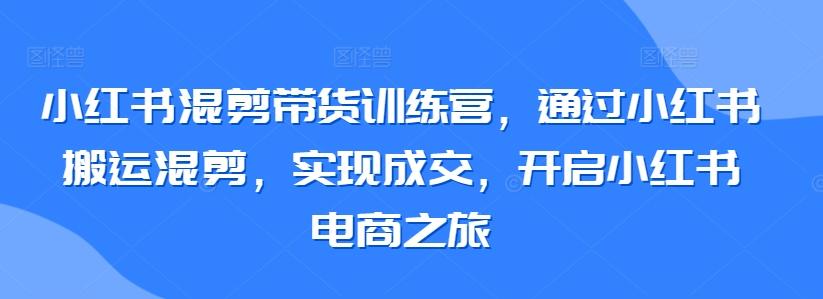 小红书混剪带货训练营，通过小红书搬运混剪，实现成交，开启小红书电商之旅-彼飞网创
