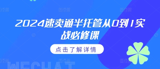 2024速卖通半托管从0到1实战必修课，掌握通投广告打法、熟悉速卖通半托管的政策细节-彼飞网创