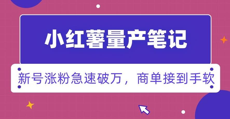 小红书量产笔记，一分种一条笔记，新号涨粉急速破万，新黑马赛道，商单接到手软【揭秘】-彼飞网创