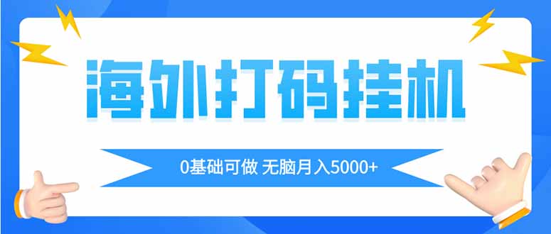 海外打码平挂机项目，全自动撸美金，无脑月入5000+-彼飞网创