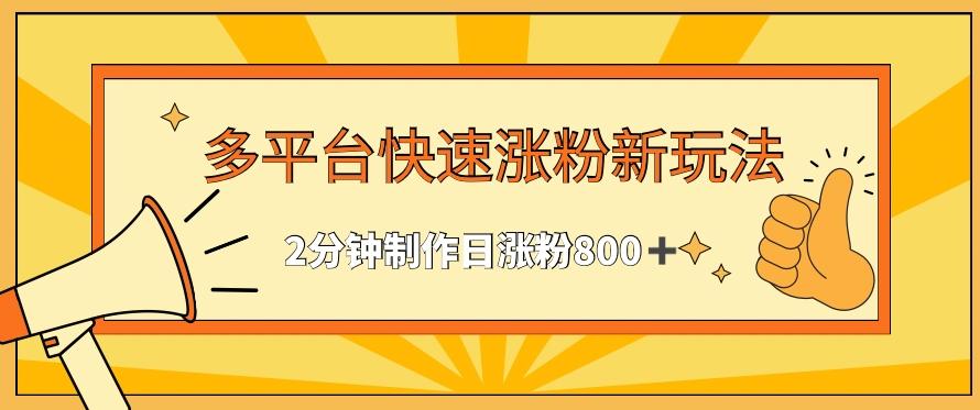 多平台快速涨粉最新玩法，2分钟制作，日涨粉800+【揭秘】-彼飞网创