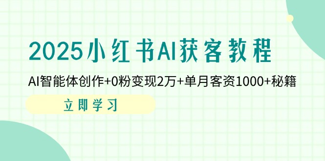 2025小红书AI获客教程：AI智能体创作+0粉变现2万+单月客资1000+秘籍-彼飞网创