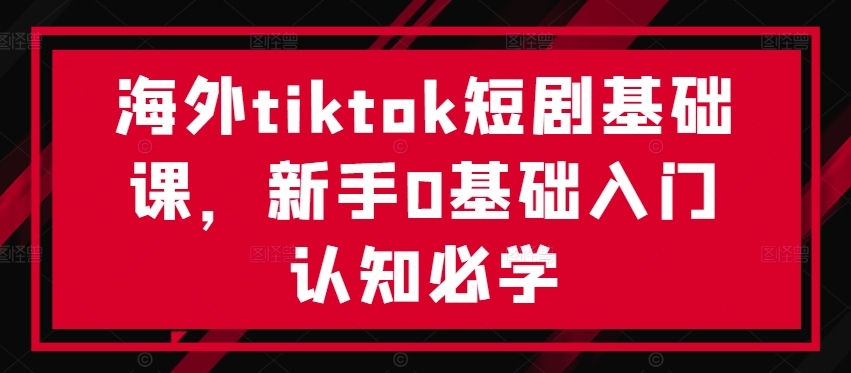 海外tiktok短剧基础课，新手0基础入门认知必学-彼飞网创