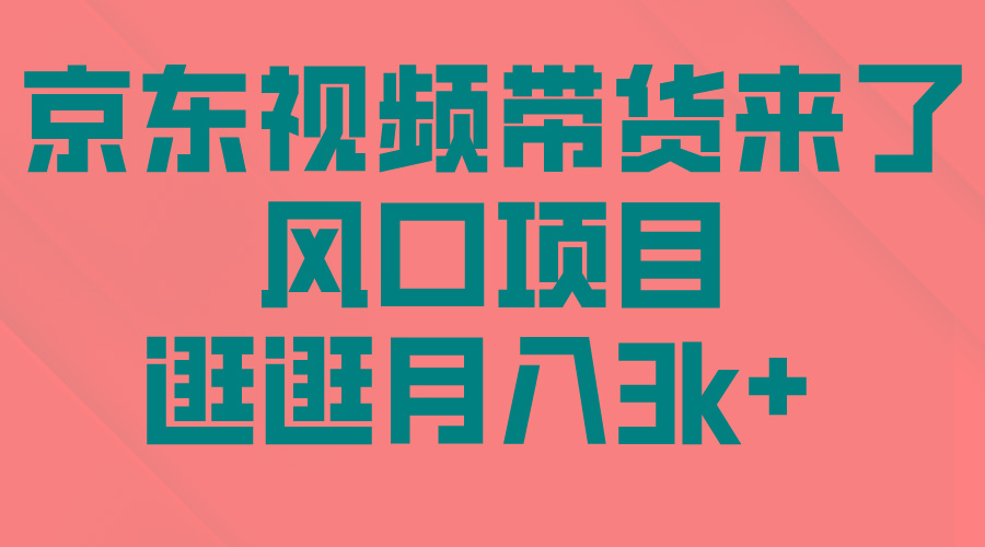 (10025期)京东短视频带货来了，风口项目，逛逛月入3k+-彼飞网创