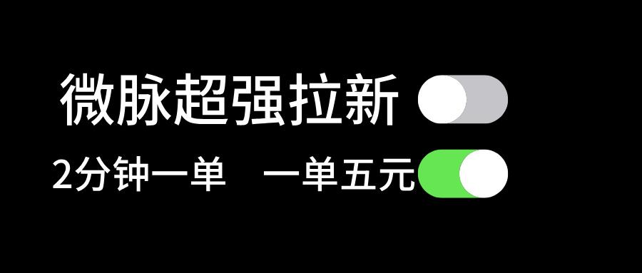 微脉超强拉新， 两分钟1单， 一单利润5块，适合小白-彼飞网创