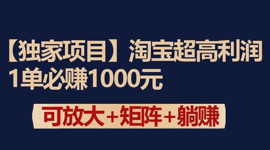 独家淘宝超高利润项目：1单必赚1000元，可放大可矩阵操作-彼飞网创