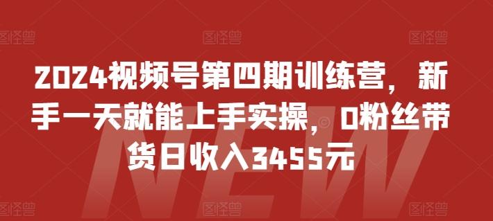 2024视频号第四期训练营，新手一天就能上手实操，0粉丝带货日收入3455元-彼飞网创