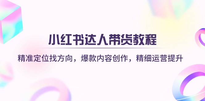 小红书达人带货教程：精准定位找方向，爆款内容创作，精细运营提升-彼飞网创