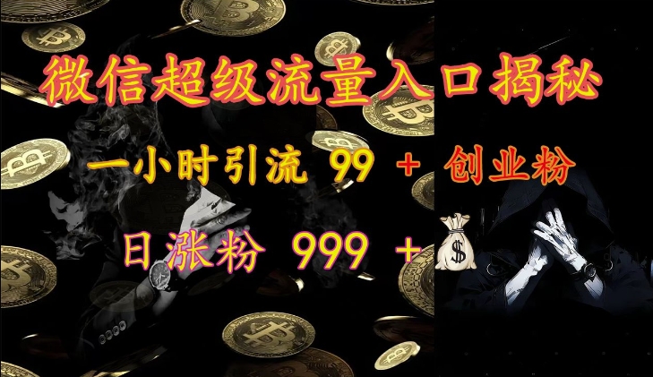 微信超级流量入口揭秘：一小时引流 99 + 创业粉，日涨粉 999 +-彼飞网创