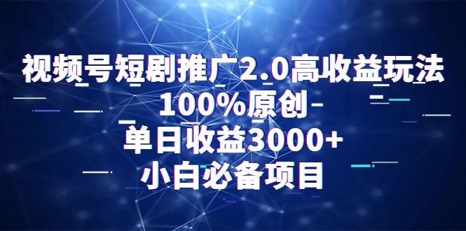 视频号短剧推广2.0高收益玩法，100%原创，单日收益3000+，小白必备项目-彼飞网创