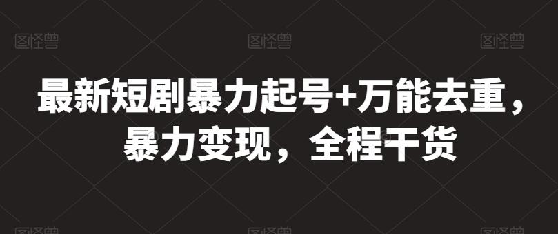 最新短剧暴力起号+万能去重，暴力变现，全程干货【揭秘】-彼飞网创