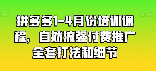 拼多多1-4月份培训课程，自然流强付费推广全套打法和细节-彼飞网创
