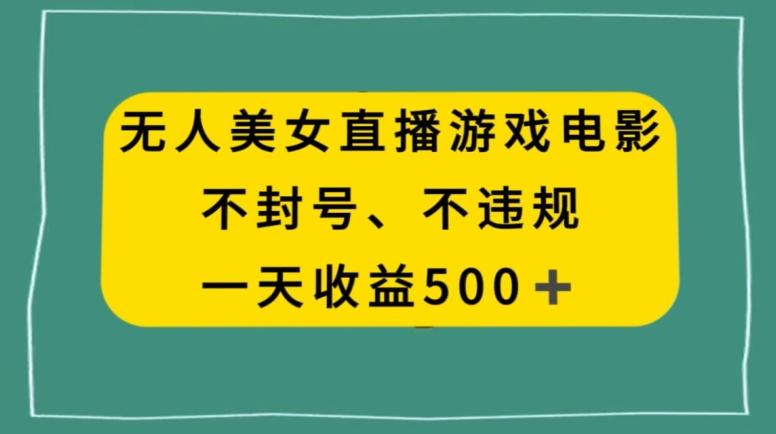 美女无人直播游戏电影，不违规不封号，日入500+-彼飞网创
