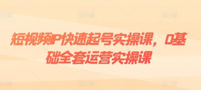 短视频IP快速起号实操课，0基础全套运营实操课，爆款内容设计+粉丝运营+内容变现-彼飞网创