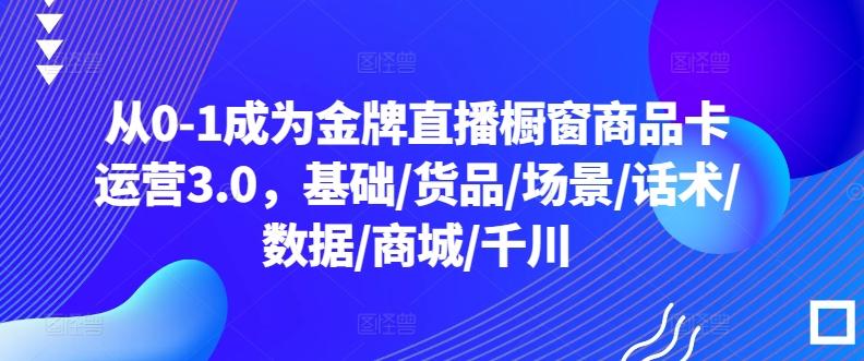 从0-1成为金牌直播橱窗商品卡运营3.0，基础/货品/场景/话术/数据/商城/千川-彼飞网创
