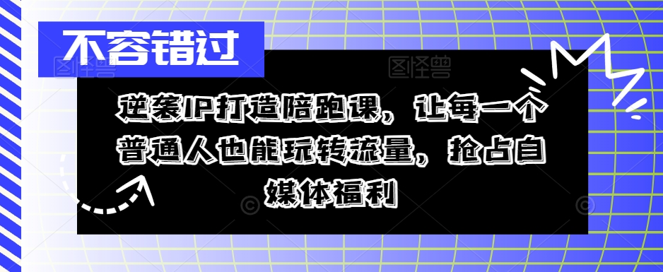 逆袭IP打造陪跑课，让每一个普通人也能玩转流量，抢占自媒体福利-彼飞网创