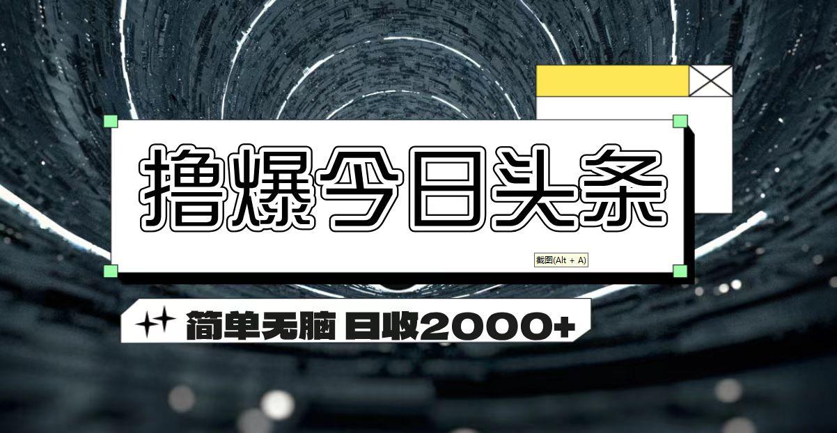 撸爆今日头条 简单无脑操作 日收2000+-彼飞网创