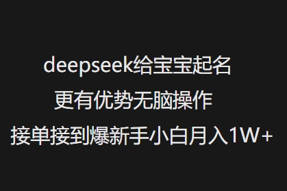 deepseek给宝宝起名更有优势无脑操作接单接到爆新手小白月入1W+-彼飞网创