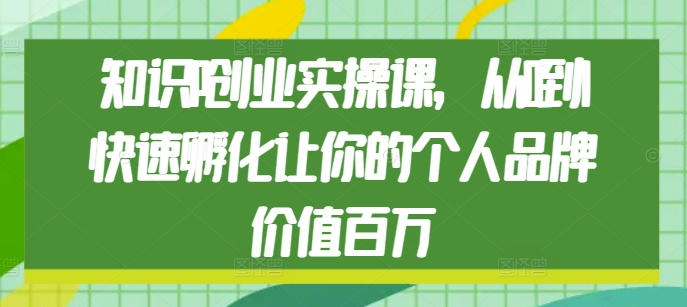 知识IP创业实操课，从0到1快速孵化让你的个人品牌价值百万-彼飞网创