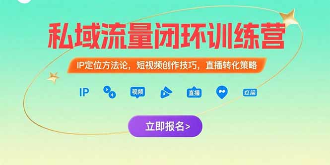 私域流量闭环训练营：IP定位方法论，短视频创作技巧，直播转化策略-彼飞网创