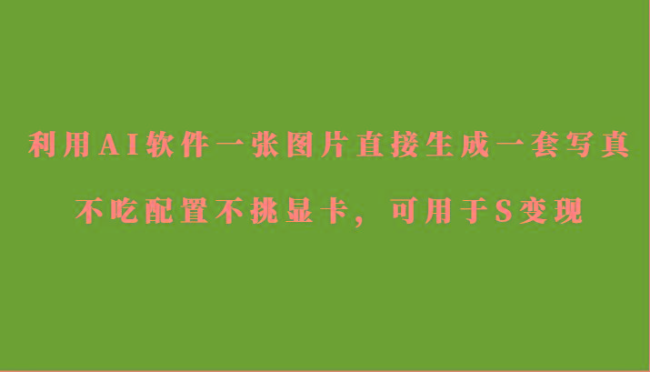利用AI软件只需一张图片直接生成一套写真，不吃配置不挑显卡，可用于S变现-彼飞网创
