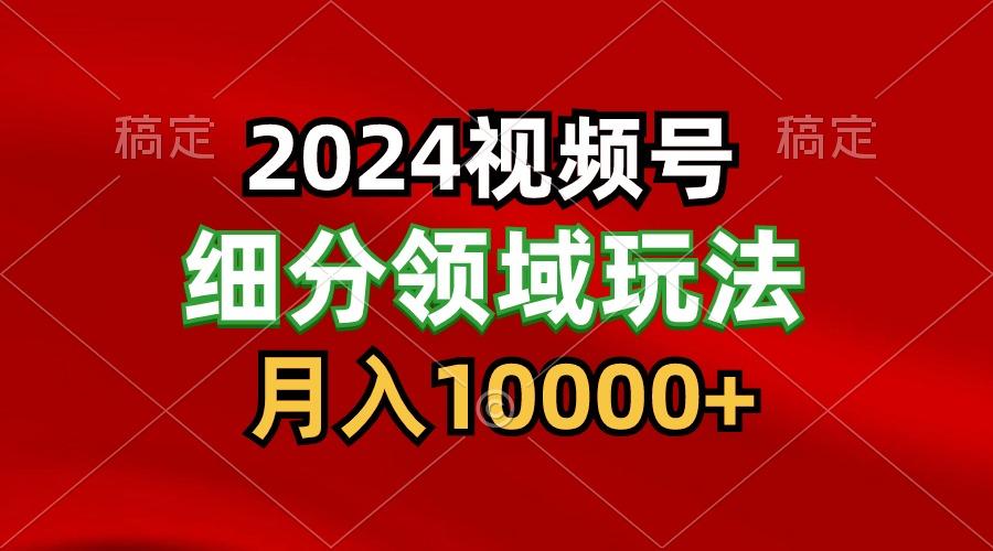 2024视频号分成计划细分领域玩法，每天5分钟，月入1W+-彼飞网创