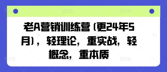 老A营销训练营(更24年6月)，轻理论，重实战，轻概念，重本质-彼飞网创