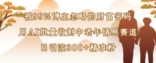 被99%博主忽略的财富密码：用AI批量收割中老年情感赛道，日引流300+精准粉-彼飞网创