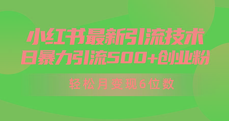 (9871期)日引500+月变现六位数24年最新小红书暴力引流兼职粉教程-彼飞网创