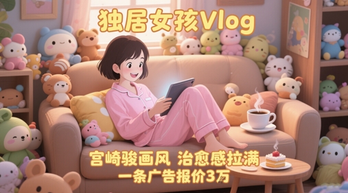单个账号涨粉71W！用AI制作独居女孩Vlog，宫崎骏画风，治愈感拉满，一条广告报价3W-彼飞网创